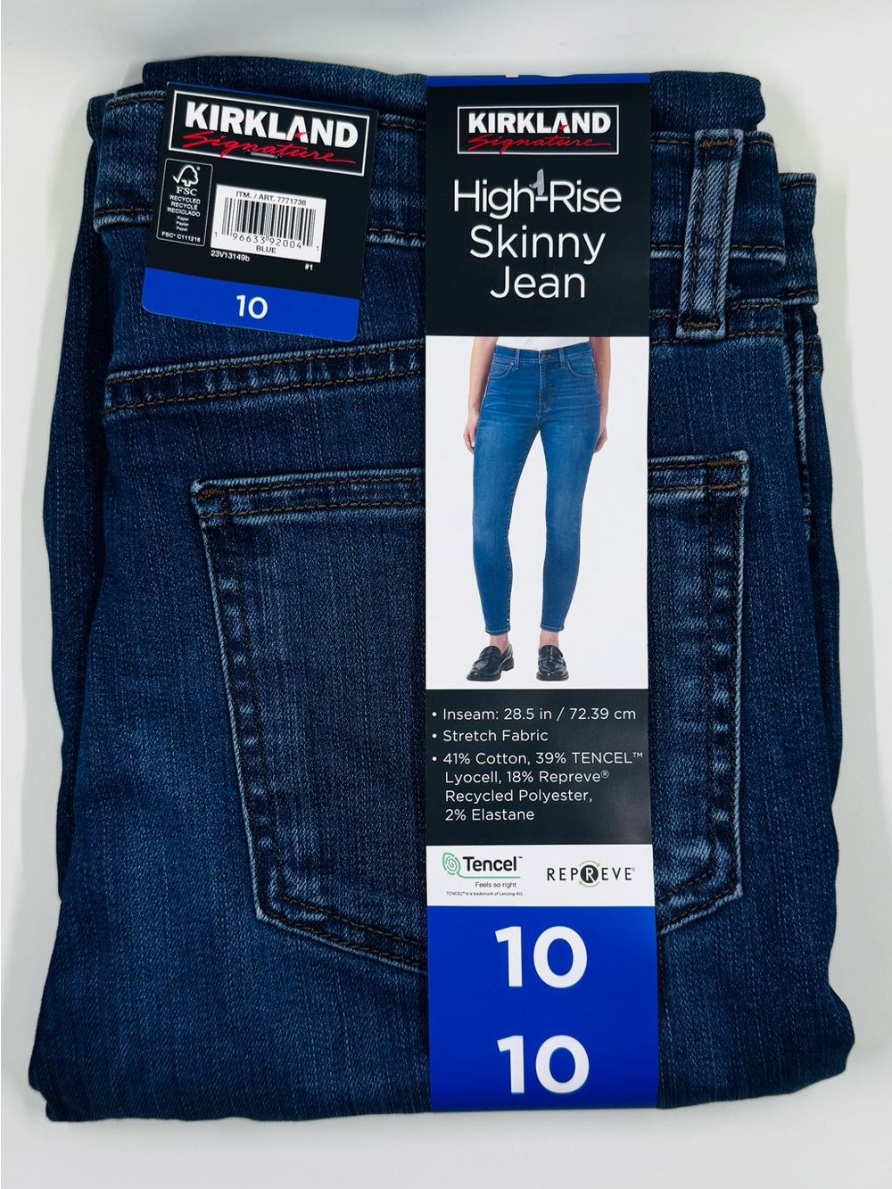 Kirkland Signature High-Rise Skinny Jeans - Deep Blue Denim